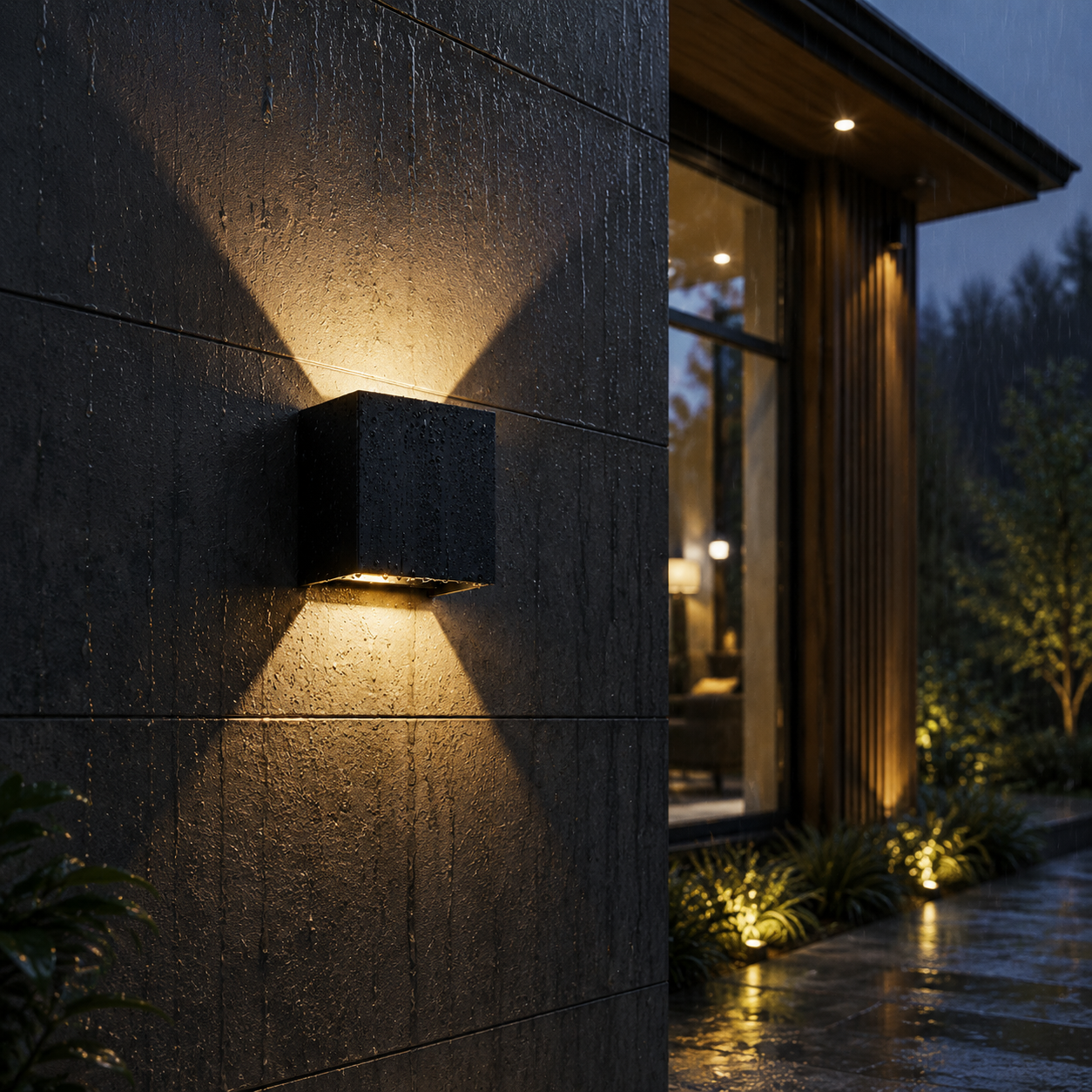 VionLight Aurora Modern Cube LED Wall Sconce IP65 Waterproof Up and Down Outdoor Exterior Light Fixture (G9 Bulb Included)
