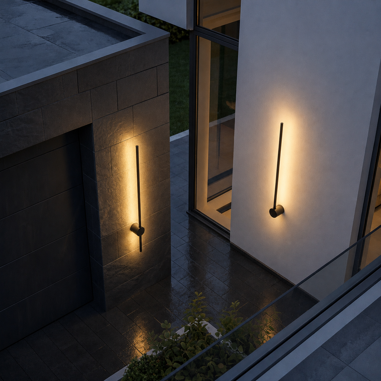Outdoor Wall Sconces Long Strip IP65 Anti Rust 3000K 4500K 6000K Black Waterproof Linear Wall Mount Lighting for Porch Courtyard