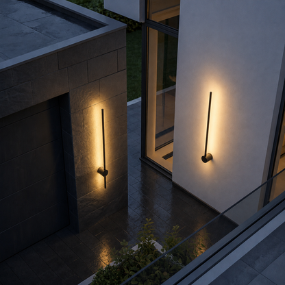 Outdoor Wall Sconces Long Strip IP65 Anti Rust 3000K 4500K 6000K Black Waterproof Linear Wall Mount Lighting for Porch Courtyard