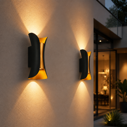VionLight Arc Modern Up and Down COB LED Wall Sconce IP65 Waterproof Die-Cast Aluminum Outdoor Exterior Light Fixture