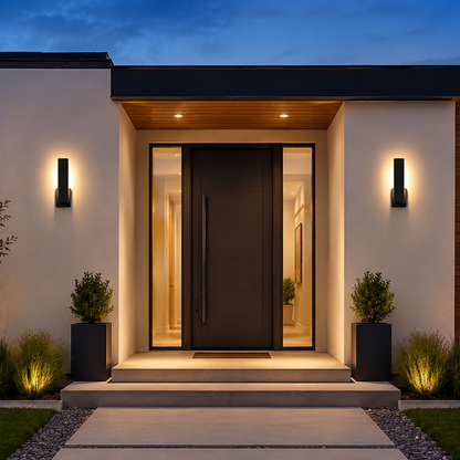VionLight Meridian Modern LED Backlit Wall Sconce IP54 Waterproof Aluminum Outdoor Exterior Light Fixture