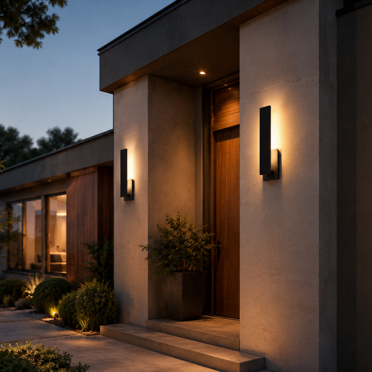 VionLight Meridian Modern LED Backlit Wall Sconce IP54 Waterproof Aluminum Outdoor Exterior Light Fixture