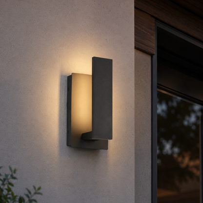 VionLight Meridian Modern LED Backlit Wall Sconce IP54 Waterproof Aluminum Outdoor Exterior Light Fixture