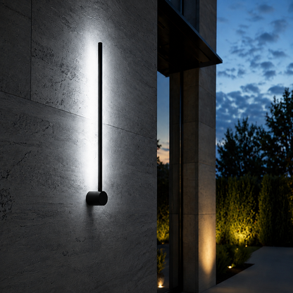 Outdoor Wall Sconces Long Strip IP65 Anti Rust 3000K 4500K 6000K Black Waterproof Linear Wall Mount Lighting for Porch Courtyard