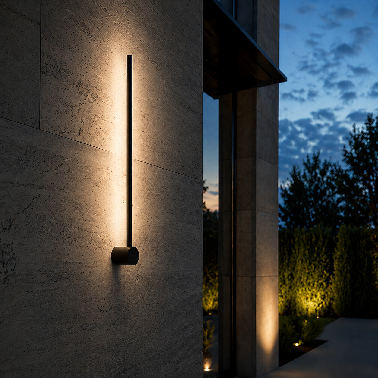 Outdoor Wall Sconces Long Strip IP65 Anti Rust 3000K 4500K 6000K Black Waterproof Linear Wall Mount Lighting for Porch Courtyard