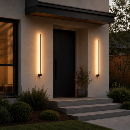 Outdoor Wall Sconces Long Strip IP65 Anti Rust 3000K 4500K 6000K Black Waterproof Linear Wall Mount Lighting for Porch Courtyard