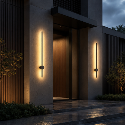 Outdoor Wall Sconces Long Strip IP65 Anti Rust 3000K 4500K 6000K Black Waterproof Linear Wall Mount Lighting for Porch Courtyard