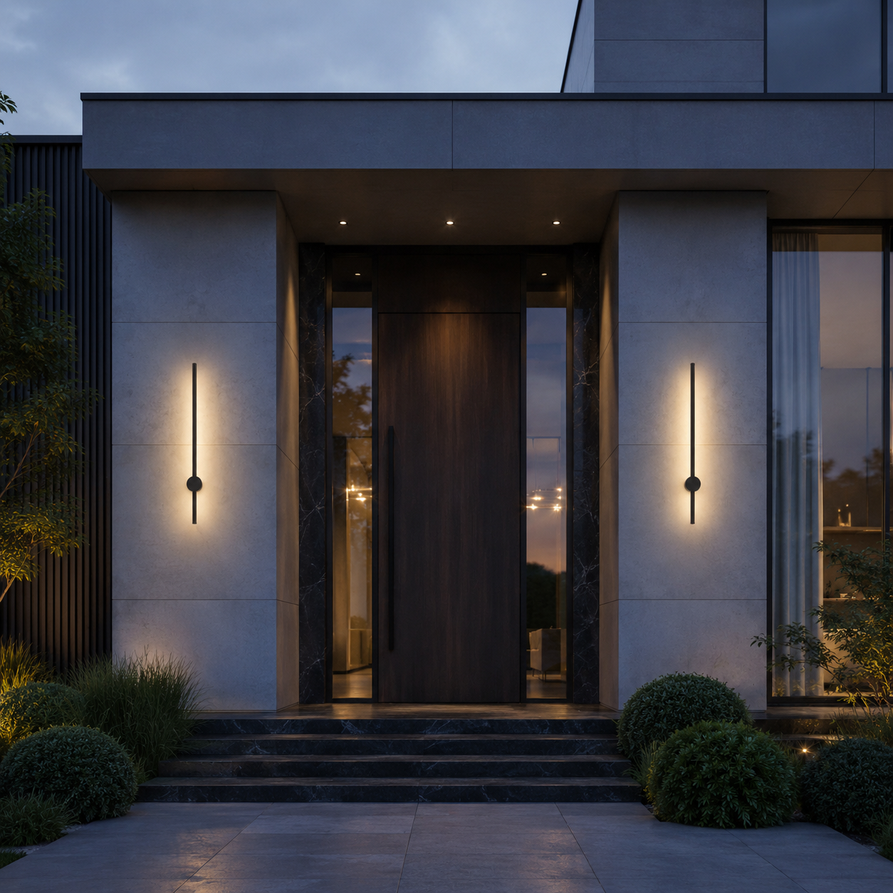 Outdoor Wall Sconces Long Strip IP65 Anti Rust 3000K 4500K 6000K Black Waterproof Linear Wall Mount Lighting for Porch Courtyard