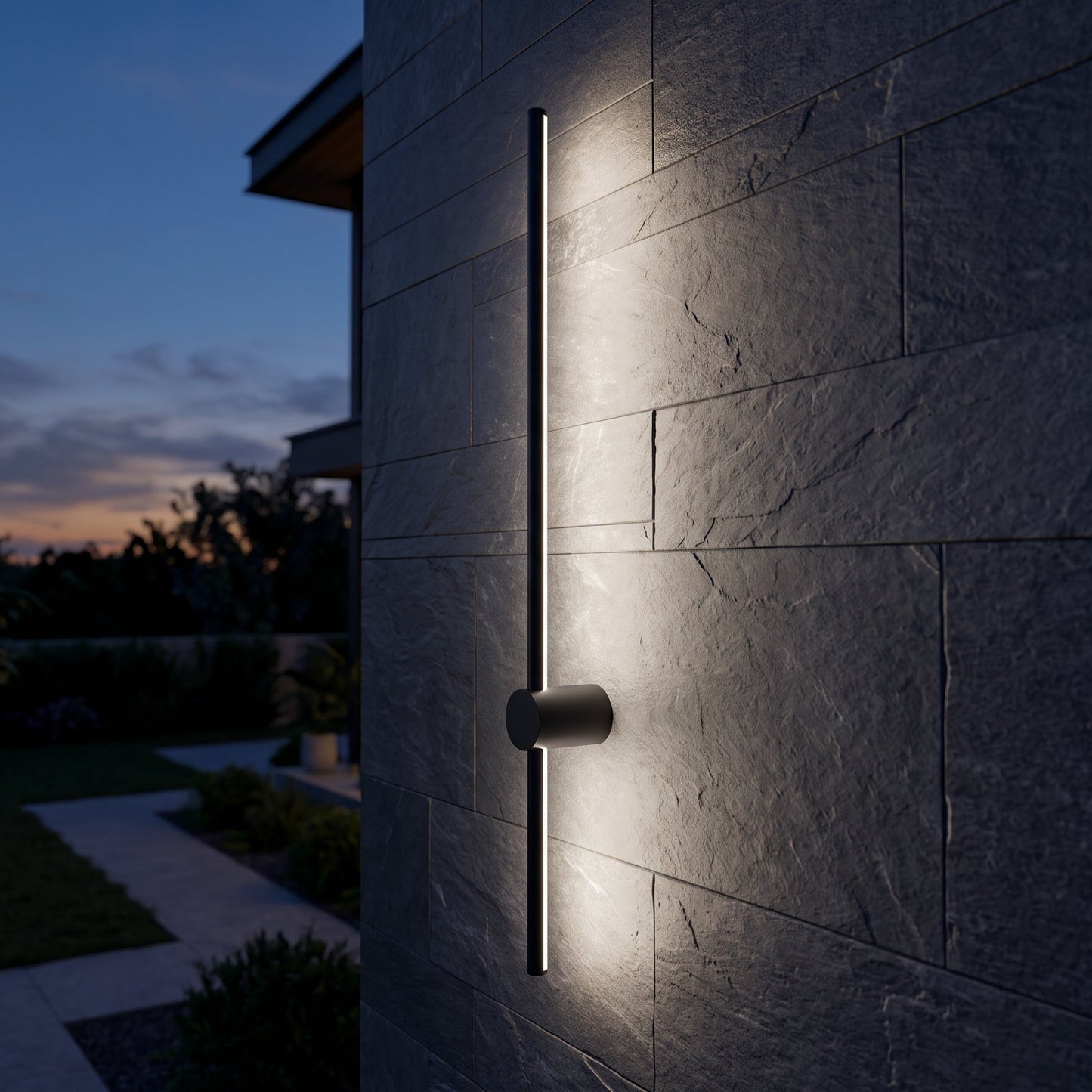 Outdoor Wall Sconces Long Strip IP65 Anti Rust 3000K 4500K 6000K Black Waterproof Linear Wall Mount Lighting for Porch Courtyard