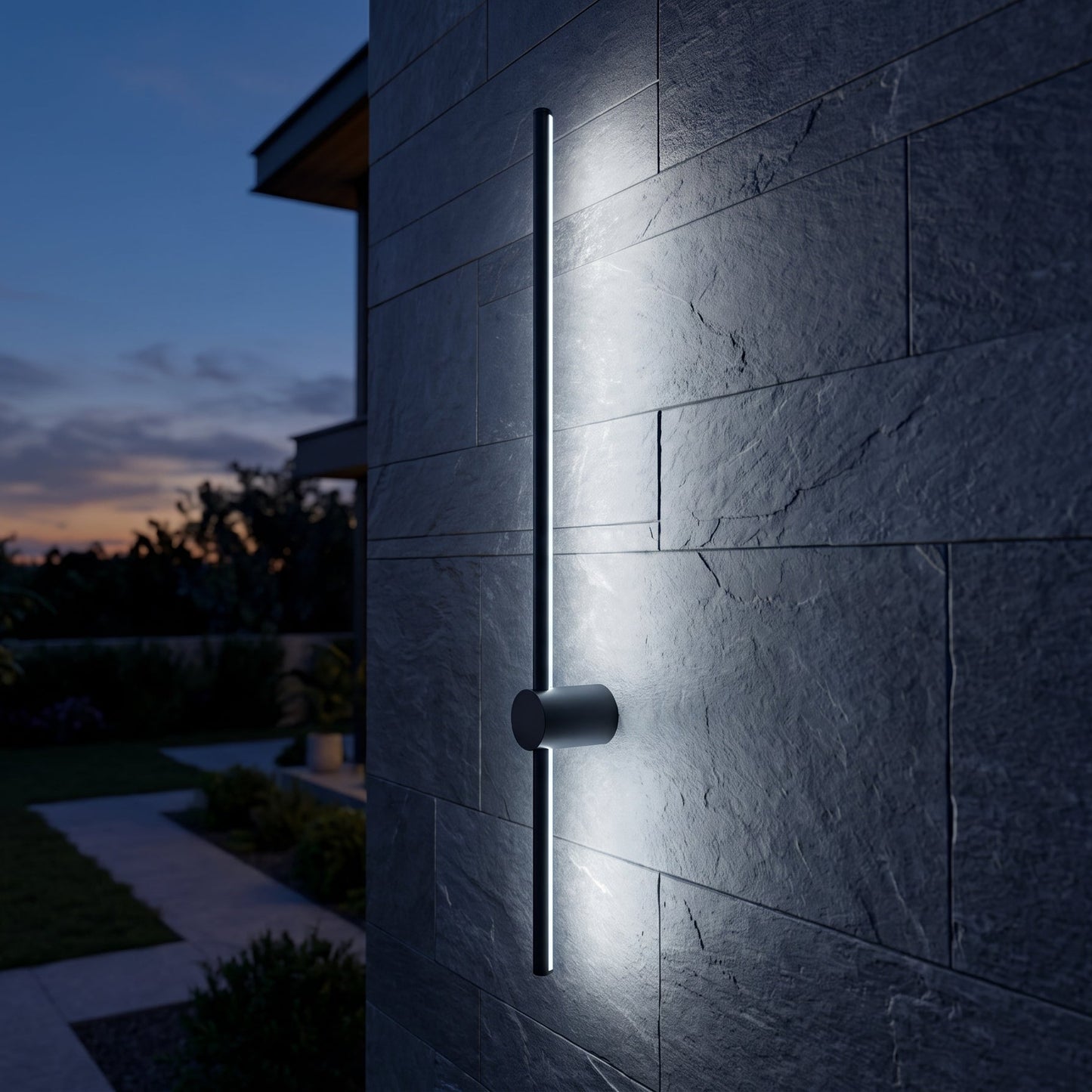 Outdoor Wall Sconces Long Strip IP65 Anti Rust 3000K 4500K 6000K Black Waterproof Linear Wall Mount Lighting for Porch Courtyard