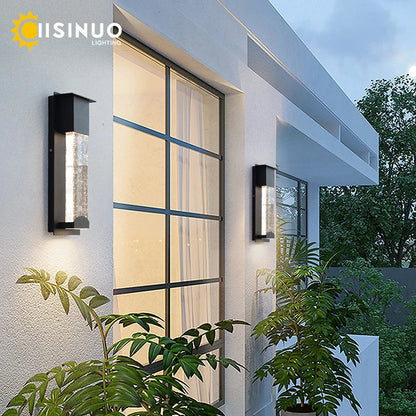 New LED Wall Lighting PIR Motion Sensor Crystal Outdoor IP65 Waterproof Street Lamp for Balcony Garden 96V 220V Sconce Luminaire