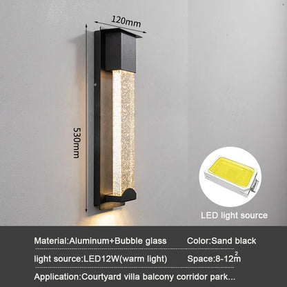 New LED Wall Lighting PIR Motion Sensor Crystal Outdoor IP65 Waterproof Street Lamp for Balcony Garden 96V 220V Sconce Luminaire