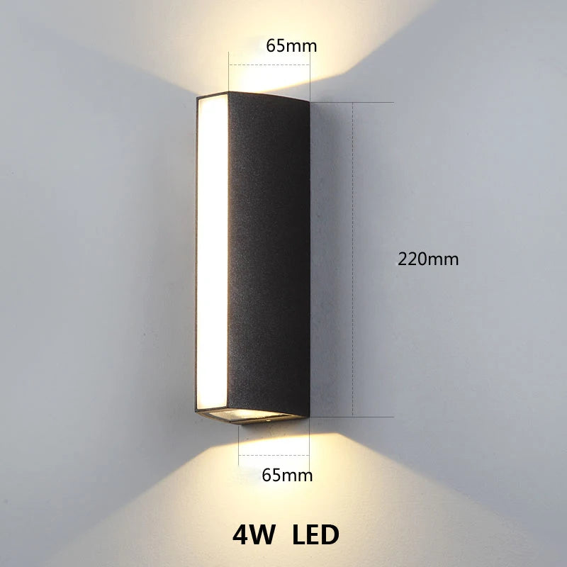 LED Outdoor Wall Light IP65 Waterproof Aluminum Sconces LED 4W Black Wall Lamp for Porch Garden Villa 110V 220V Sconce Luminaire