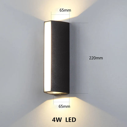 LED Outdoor Wall Light IP65 Waterproof Aluminum Sconces LED 4W Black Wall Lamp for Porch Garden Villa 110V 220V Sconce Luminaire