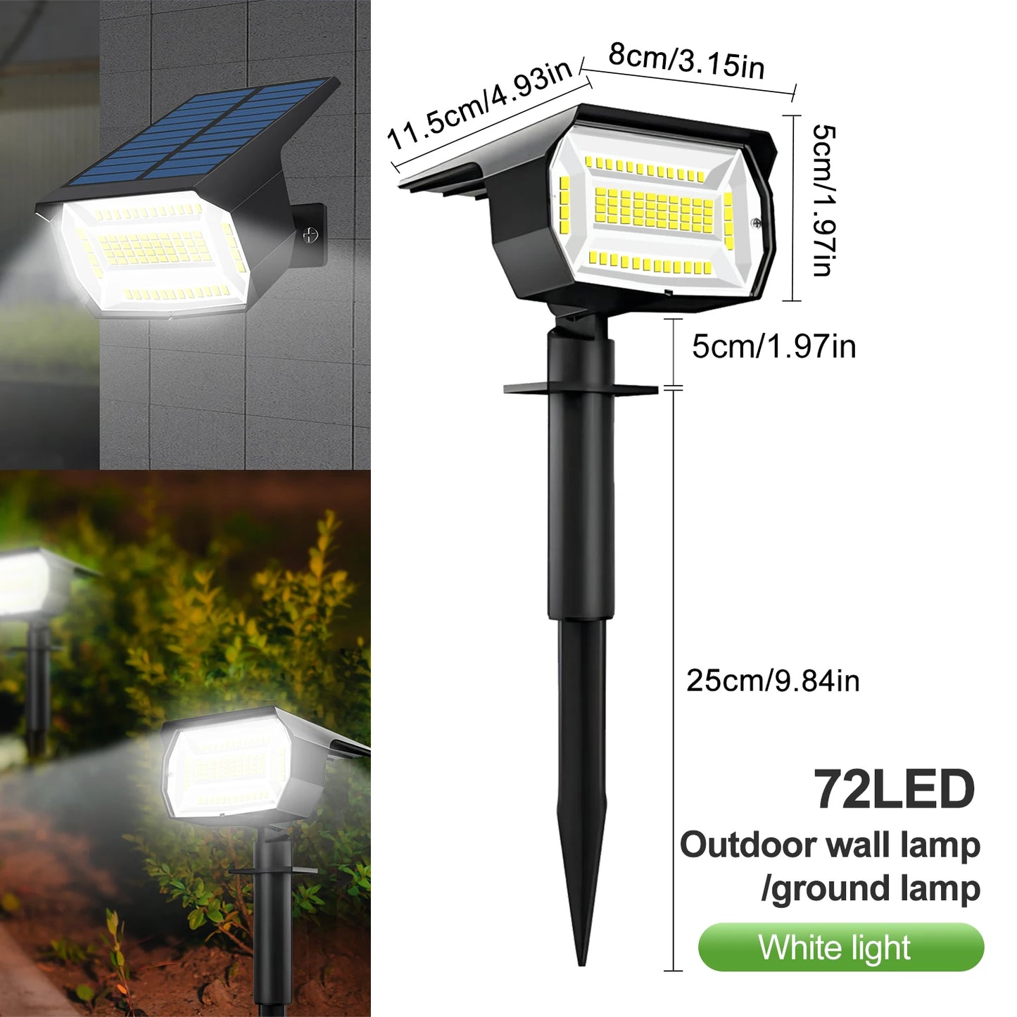 59/72 LED Solar Lights Outdoor Waterproof IP65 3 Lighting Modes Solar Powered Landscape Spot Lights For Outside Yard Decor