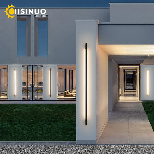 Minimalist Long Strip Outdoor Wall Lamp Garden Porch Lighting Black Sconce Light 85V 265V for Garage Courtyard Balcony Decoratio