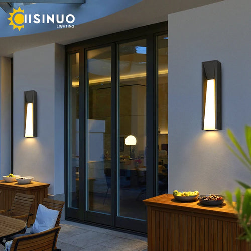 Outdoor Wall Lamp LED Black Lighting Exterior Light Fixtures AC110 220V Porch Lights Wall Mounted Garden Lamp for Patio Entryway
