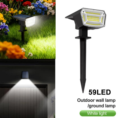 59/72 LED Solar Lights Outdoor Waterproof IP65 3 Lighting Modes Solar Powered Landscape Spot Lights For Outside Yard Decor