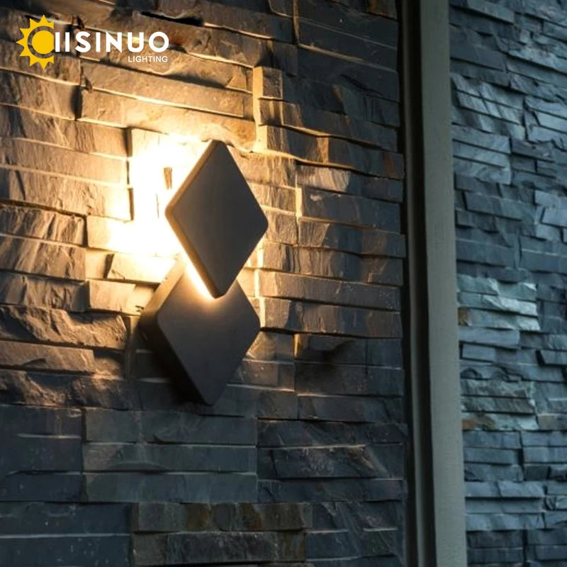 LED Outdoor Waterproof Wall Lamp 360° Rotate Outdoor Porch Light LED 7w Square Exterior Lights Fixture for Yards Doorways Garden