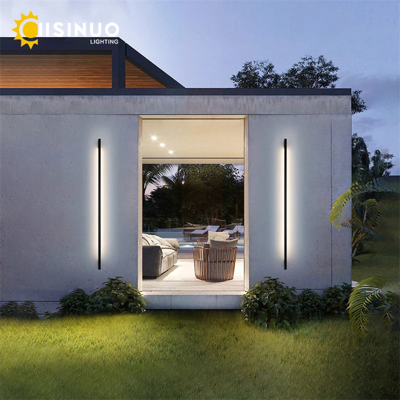 Minimalist Long Strip Outdoor Wall Lamp Garden Porch Lighting Black Sconce Light 85V 265V for Garage Courtyard Balcony Decoratio