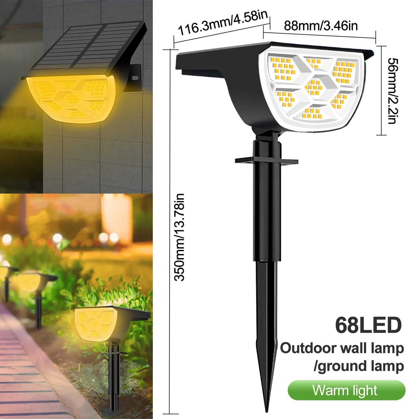 59/72 LED Solar Lights Outdoor Waterproof IP65 3 Lighting Modes Solar Powered Landscape Spot Lights For Outside Yard Decor