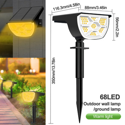 59/72 LED Solar Lights Outdoor Waterproof IP65 3 Lighting Modes Solar Powered Landscape Spot Lights For Outside Yard Decor