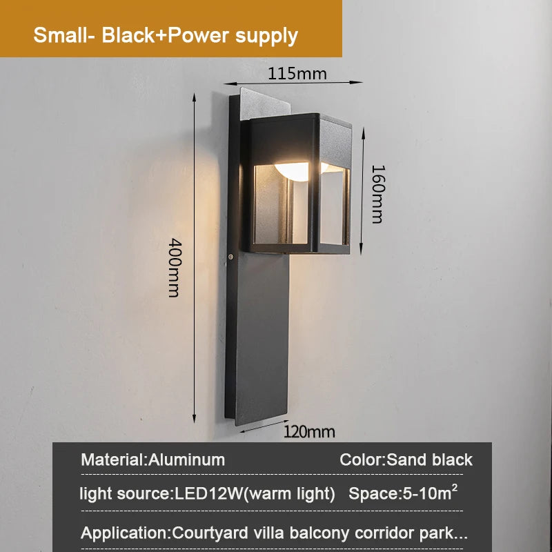 IP67 Waterproof Outdoor LED Wall Lighting Motion Sensor Aluminum Black Bronze Garden porch Sconce Light 96V220V Sconce Luminaire