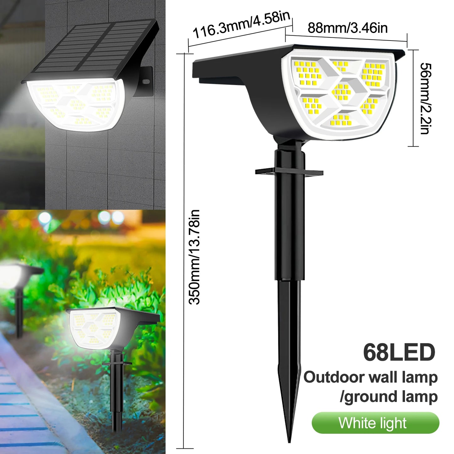 59/72 LED Solar Lights Outdoor Waterproof IP65 3 Lighting Modes Solar Powered Landscape Spot Lights For Outside Yard Decor