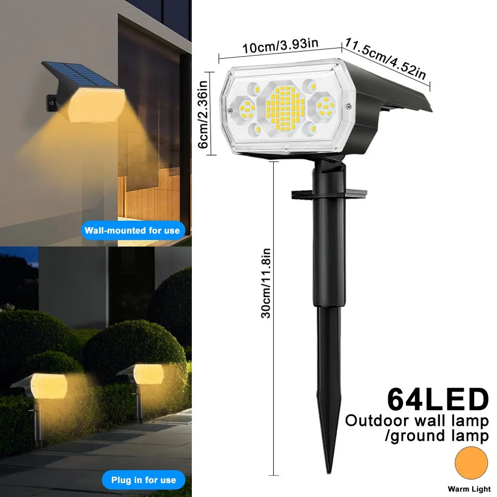 59/72 LED Solar Lights Outdoor Waterproof IP65 3 Lighting Modes Solar Powered Landscape Spot Lights For Outside Yard Decor
