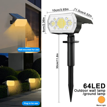 59/72 LED Solar Lights Outdoor Waterproof IP65 3 Lighting Modes Solar Powered Landscape Spot Lights For Outside Yard Decor