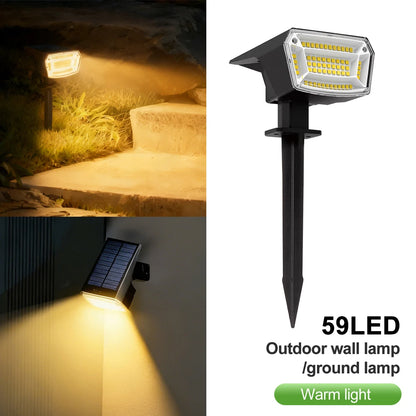 59/72 LED Solar Lights Outdoor Waterproof IP65 3 Lighting Modes Solar Powered Landscape Spot Lights For Outside Yard Decor