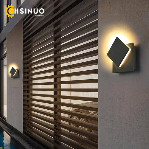 LED Outdoor Waterproof Wall Lamp 360° Rotate Outdoor Porch Light LED 7w Square Exterior Lights Fixture for Yards Doorways Garden