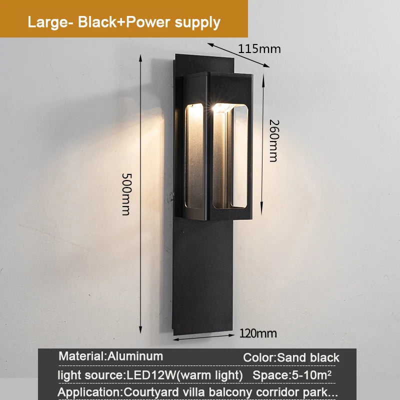 IP67 Waterproof Outdoor LED Wall Lighting Motion Sensor Aluminum Black Bronze Garden porch Sconce Light 96V220V Sconce Luminaire