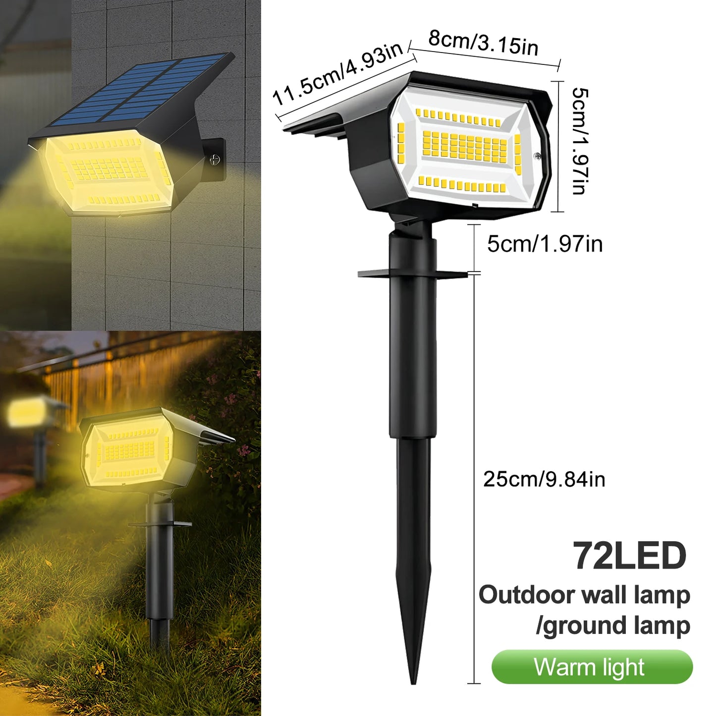 59/72 LED Solar Lights Outdoor Waterproof IP65 3 Lighting Modes Solar Powered Landscape Spot Lights For Outside Yard Decor