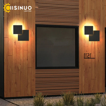 LED Outdoor Waterproof Wall Lamp 360° Rotate Outdoor Porch Light LED 7w Square Exterior Lights Fixture for Yards Doorways Garden