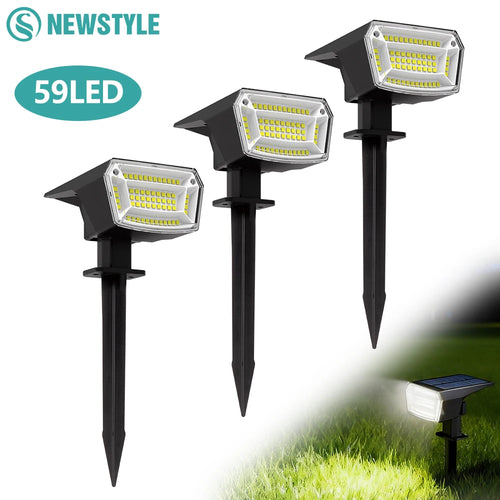 59/72 LED Solar Lights Outdoor Waterproof IP65 3 Lighting Modes Solar Powered Landscape Spot Lights For Outside Yard Decor